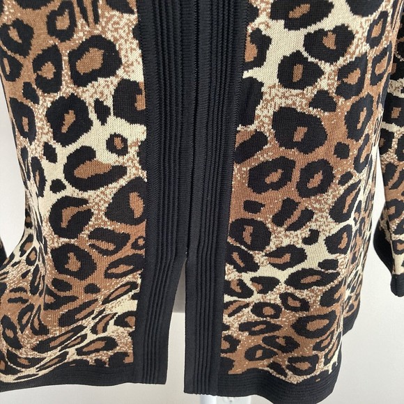Exclusively Misook Animal Print Full Zip Knit Jacket Size XS Leopard Print - Picture 4 of 12